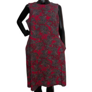 Lands’ End Plus Size 16W Paisley Sleeveless Sheath Dress Red